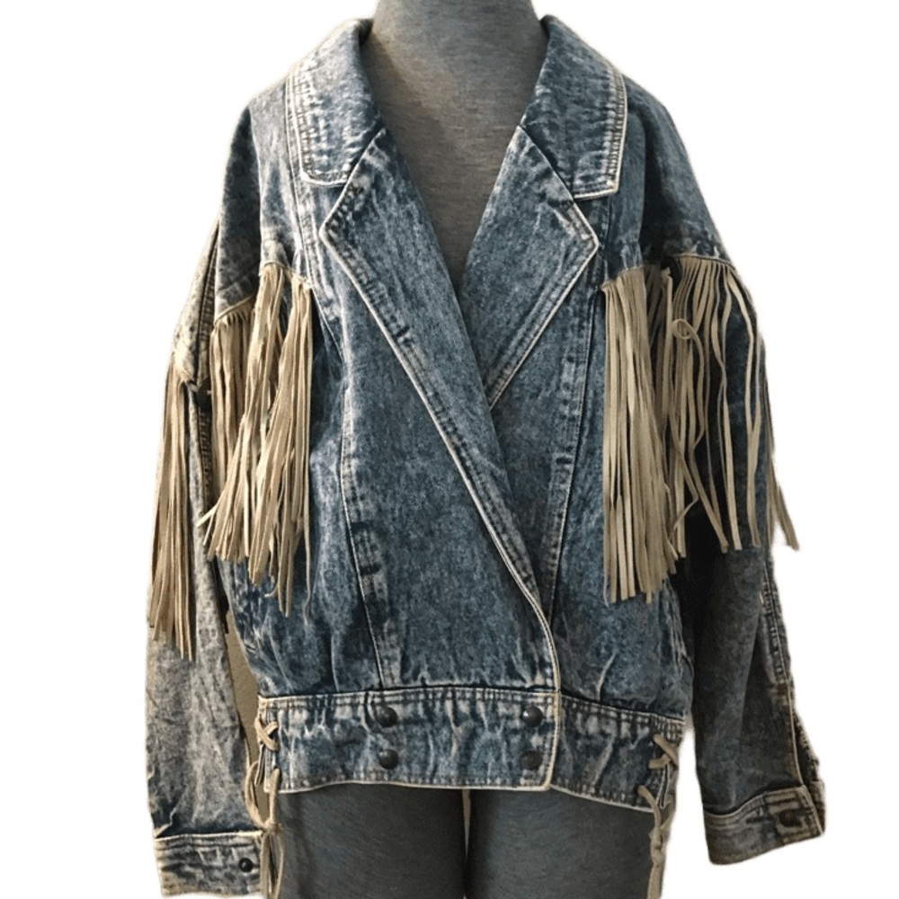 Vintage Acid Wash Denim Western Style Jacket